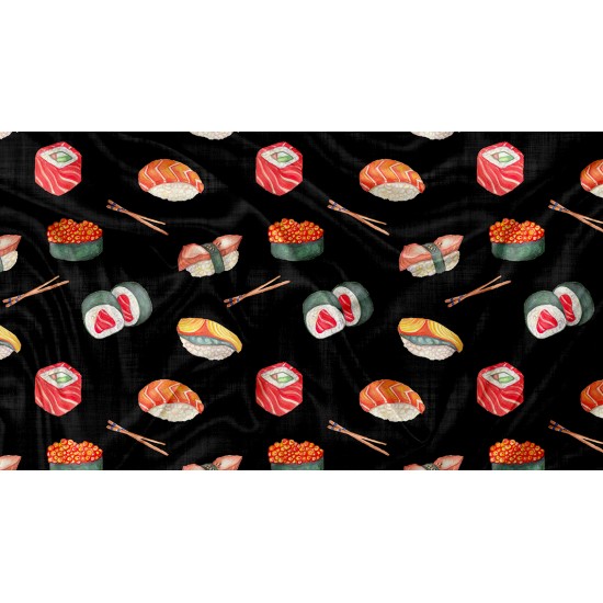 Printed Cuddle Minky Sushi Noir - PRINT IN QUEBEC IN OUR WORKSHOP